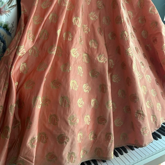 Boho Hippie Peach and Gold Indian Bolywood Women's A-Line Skirt M/L - Picture 5 of 16